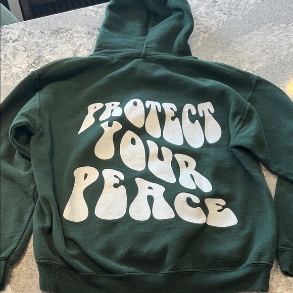 Gildan Forest Green Hoodie with 'Protect Your Peace' Graphic - Picture 1 of 5